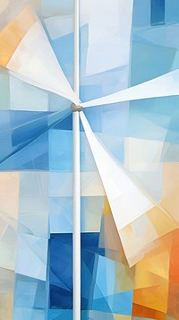 Wind turbine with blue sky abstract painting shape.