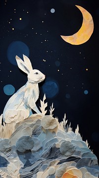 Bunny on the moon night outdoors nature.