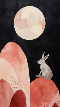 Bunny on the moon animal mammal creativity.