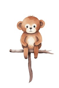 Cute watercolor illustration of a monkey mammal animal bear.