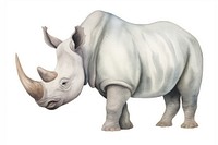 Cute watercolor illustration of a rhinocero rhinoceros wildlife elephant.