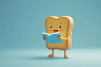 Cute bread character reading cartoon armchair.