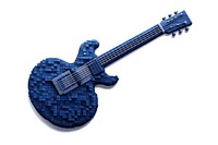 3D pixel art guitar blue white background performance.