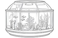 Fish tank aquarium sketch drawing transparent.