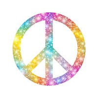 Rainbow peace sign icon shape white background illuminated.