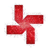 Red hashtag icon symbol shape white background.