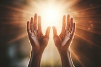 Human hands open palm up worship sunlight finger adult.