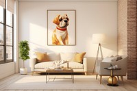 Living room decorative dog art architecture.