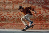 Skateboard brick wall skateboarding.