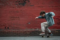 Skateboard brick wall architecture.