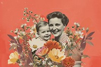 Mother playing with child flower portrait adult.