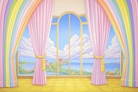 Painting of curtain architecture backgrounds rainbow.