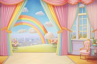 Painting of curtain backgrounds furniture rainbow.