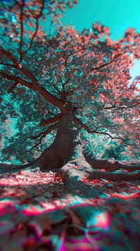 Anaglyph big tree outdoors nature plant.