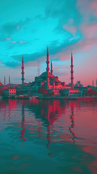 Anaglyph istanbul architecture cityscape building.