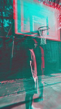 Anaglyph playing basketball sports architecture activity.