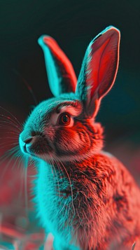 Anaglyph rabbit red animal rodent.