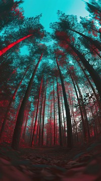 Anaglyph sky and forest photography landscape sunlight.