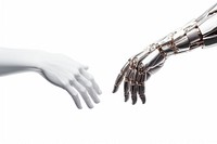 Holding hands robot white background electronics.