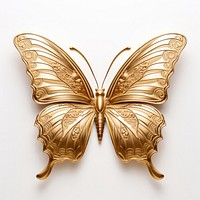 Shiny golden butterfly bronze white background accessories.