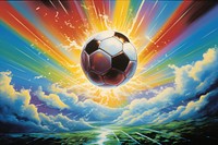 Flying soccer ball backgrounds football outdoors.