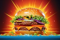 Juicy burger food advertisement hamburger.