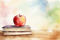 Book and apple aesthetic background education painting paper.