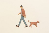 Man walking dog animal mammal pet.