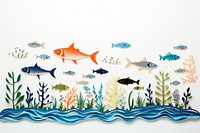 Ocean border with fish art painting animal.
