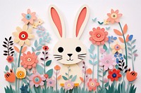 Rabbit in flower garden art plant representation.