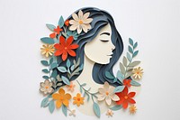 Woman with flowers art craft representation.