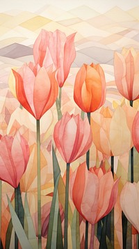Tulip garden art painting flower.