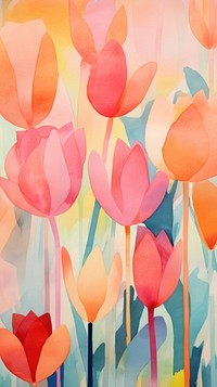 Tulip garden abstract painting flower.