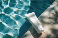 Blank white cream tube sunlight swimming pool.