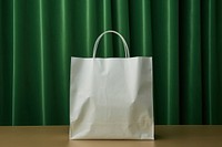 2 paper shopping bag handbag white green.