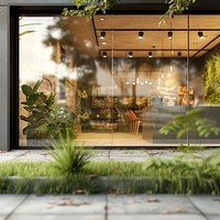 Glass Window Shop Mockup outdoors architecture building.