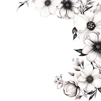Black and white flowers border backgrounds pattern sketch.