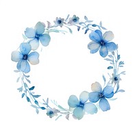 Blue border flower circle wreath plant white background.