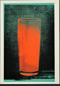 Silkscreen of a beer glass drink art red.
