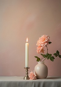 Candle candlestick flower pink.