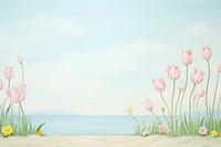 Tulip border painting outdoors nature.