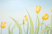 Yellow tulip border outdoors painting flower.