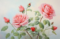 Painting of red roses flower plant art.