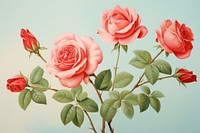 Painting of red roses flower plant petal.