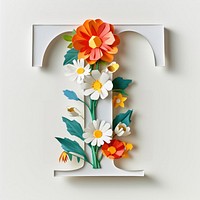 Letter T font flower pattern plant.