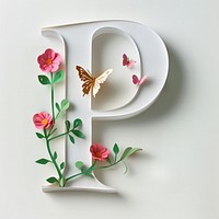 Letter P font flower plant art.