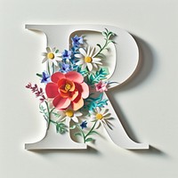 Letter R font flower pattern plant.