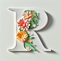 Letter R font alphabet flower text.