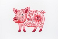 Pig in embroidery style pattern mammal animal.