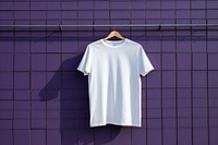 T-shirt sleeve purple white.